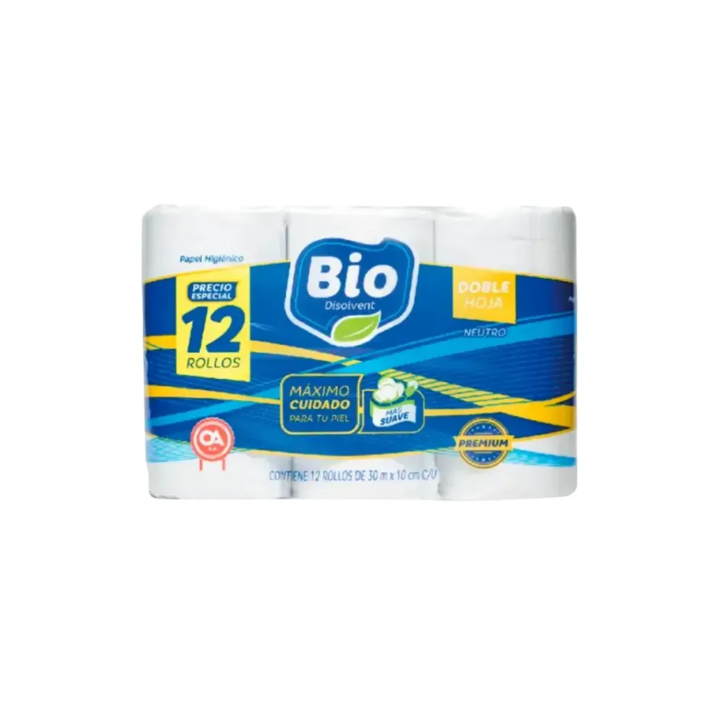 Papel higiénico Bio 2 hojas (12 rollos)