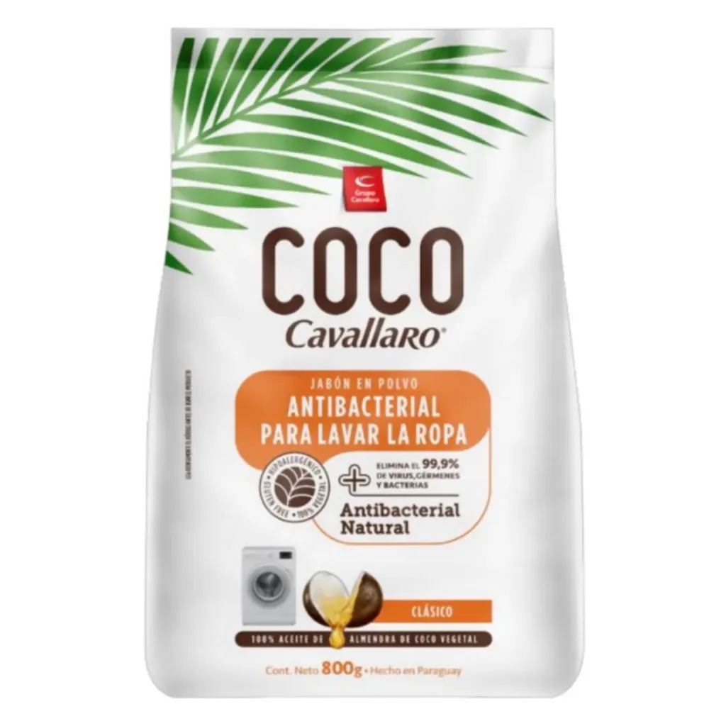 Jabon en polvo de aceite de coco 800g clásico (Cavallaro)